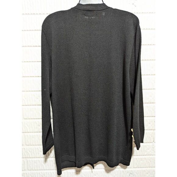 San Remo Vintage Women's Black Acrylic Long-Sleeve V-Neck Cardigan Sweater Extra - Picture 4 of 7